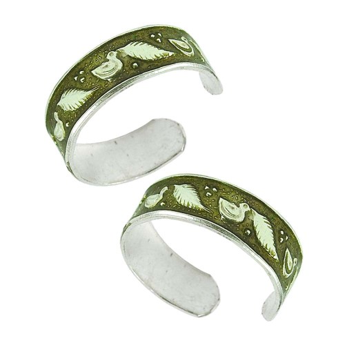 925 Sterling Silver Indian Jewelry Traditional Inlay Handmade Toe Rings