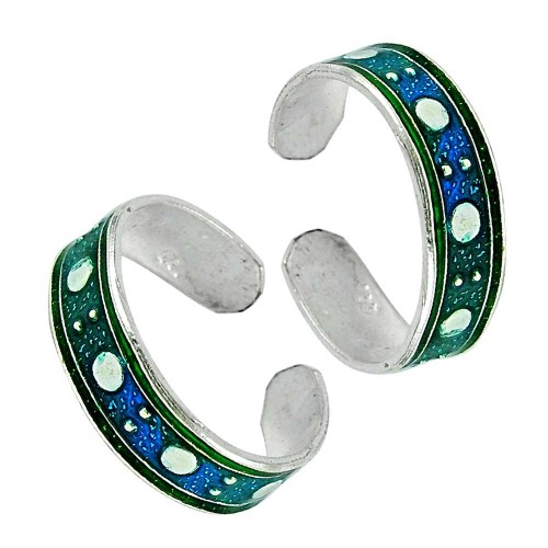 925 Sterling Silver Jewelry Rare Inlay Handmade Toe Rings