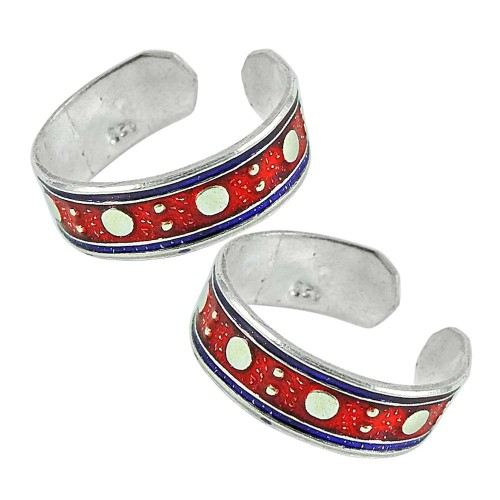 925 Sterling Silver Fashion Jewelry Trendy Inlay Handmade Toe Rings