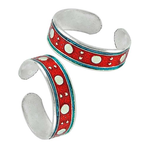 925 Sterling Silver Vintage Jewelry Fashion Inlay Handmade Toe Rings