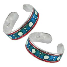 925 Sterling Silver Antique Jewelry Designer Inlay Handmade Toe Rings