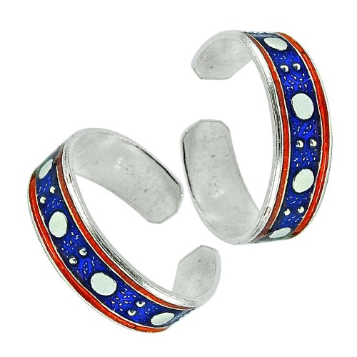 925 Sterling Silver Jewelry Fashion Inlay Handmade Toe Rings