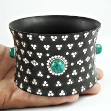 Wooden Bangle Turquoise Gemstone Women Gift Jewelry R68