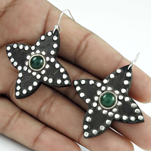 Onyx Gemstone Jewelry Wooden Women Gift Earrings S69