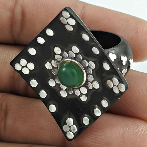 Onyx Gemstone Wooden Ring Size 6.5 Birthday Gift Jewelry L22